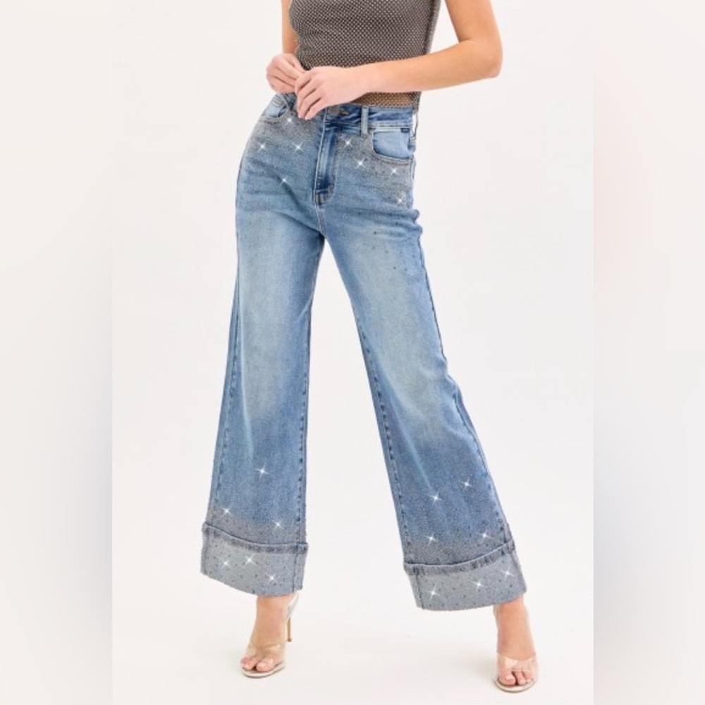 Women's Blue Wide-Leg Jeans
